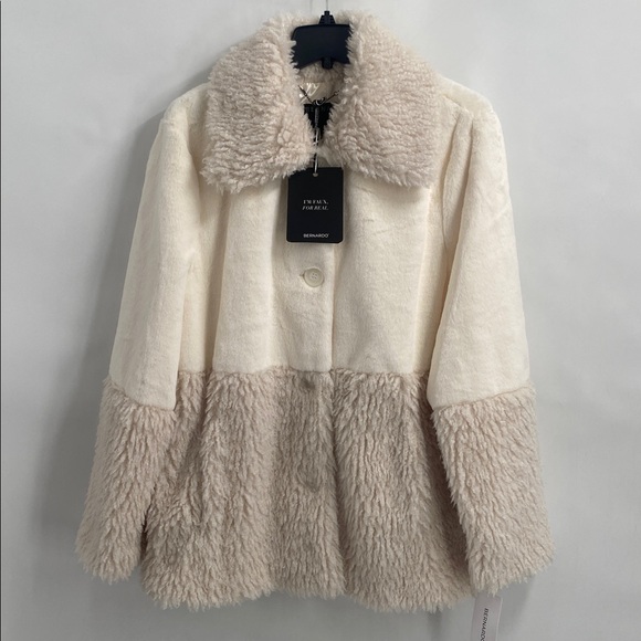 Bernardo Mixed Media Shearling Jacket Faux Fur Super Soft Cosy Casual Size XL - Picture 3 of 11